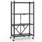 4-Tier Black Fold-able Storage Shelf Collapsible Storage Rack with Lockable Wheels
